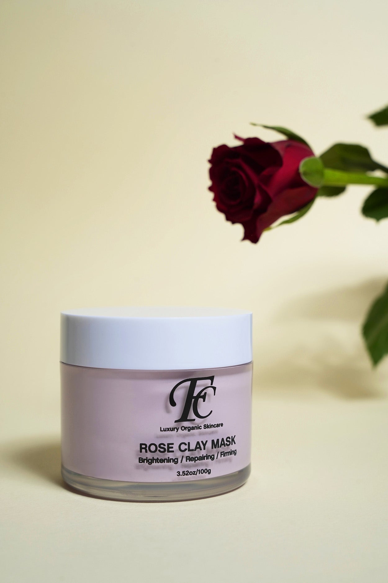 Rose clay mask helping skin elasticity, cell renewal for supple, younger looking skin. Skin care with natural ingredients, anti-aging, repairing, moisturising & hydration