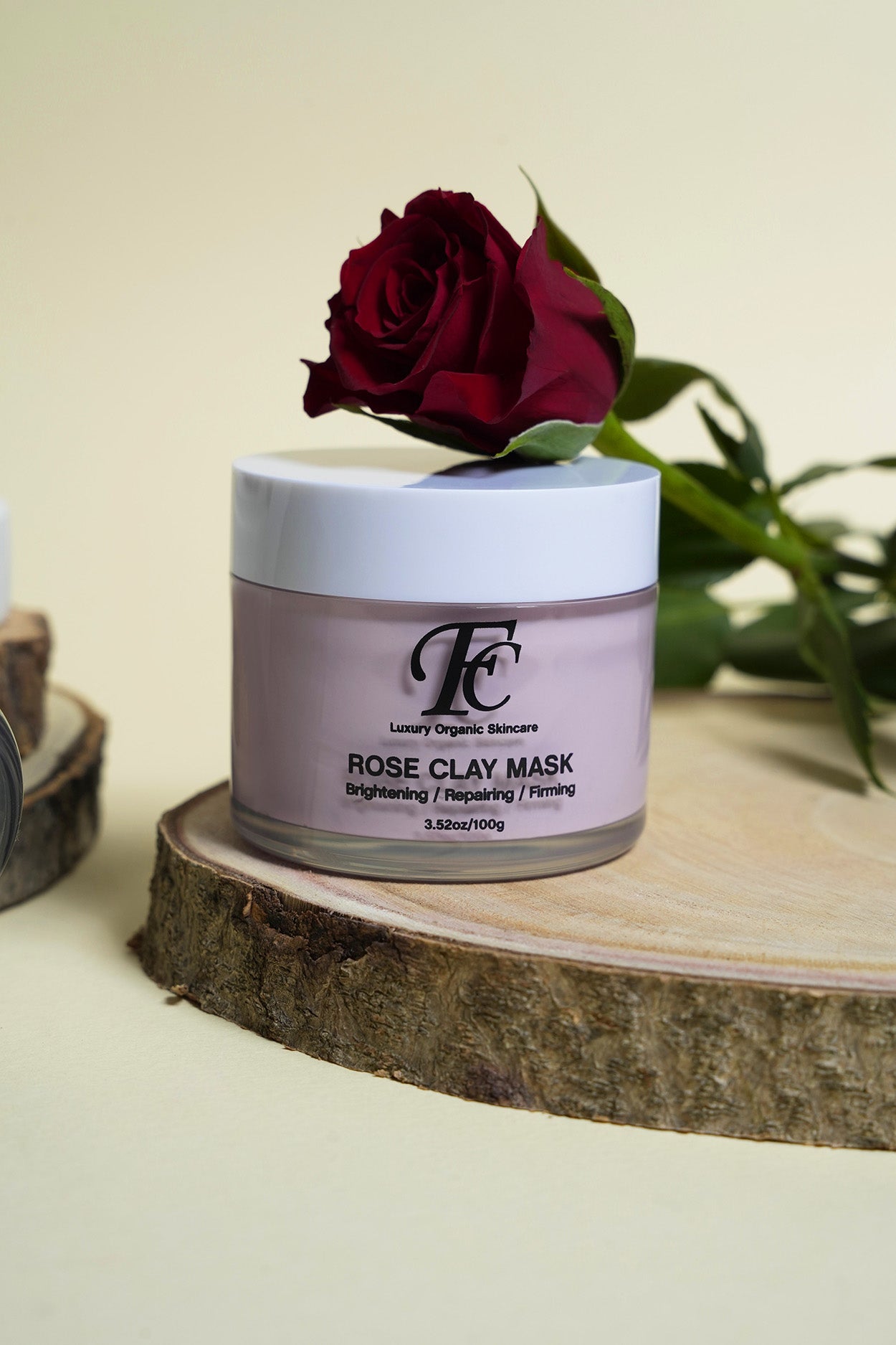 Rose clay mask helping skin elasticity, cell renewal for supple, younger looking skin. Skin care with natural ingredients, anti-aging, moisturising & hydration