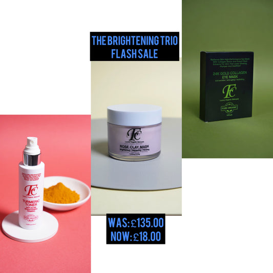 Turmeric Toner, Rose Clay Mask,  24K Gold Collagen Eye Mask