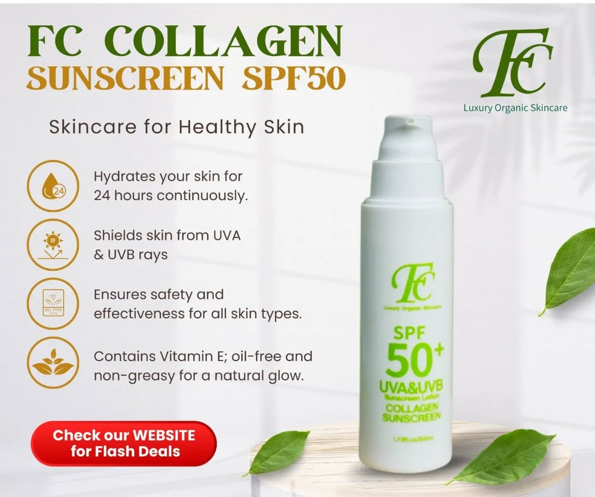 Bundle  6 Bottles £45 - Protect, repair, and glow with our Collagen SPF50 Sunscreen